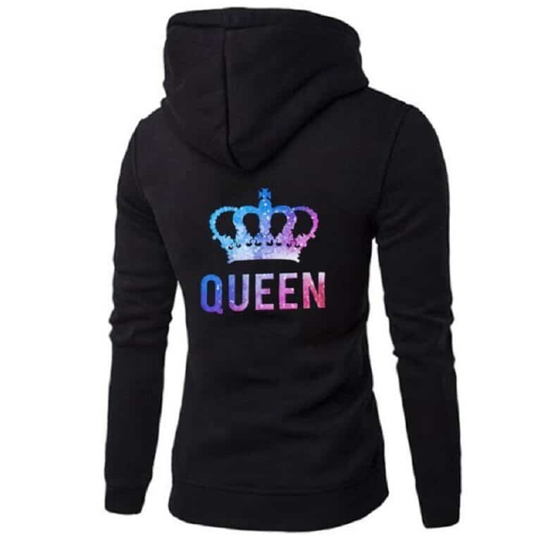 Sweat noir à imprimé "QUEEN" pour femme